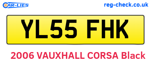 YL55FHK are the vehicle registration plates.