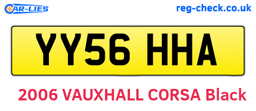 YY56HHA are the vehicle registration plates.