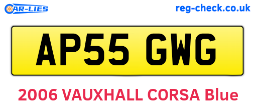 AP55GWG are the vehicle registration plates.