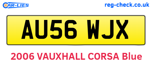 AU56WJX are the vehicle registration plates.