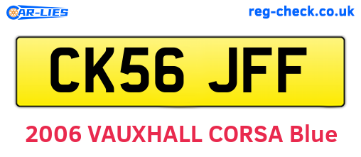 CK56JFF are the vehicle registration plates.