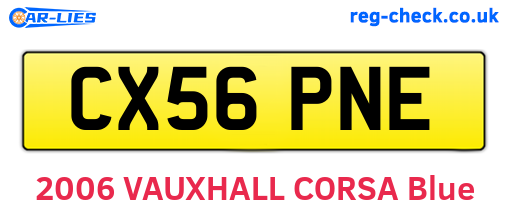 CX56PNE are the vehicle registration plates.