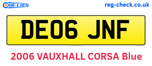 DE06JNF are the vehicle registration plates.