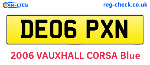 DE06PXN are the vehicle registration plates.