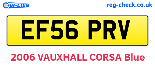EF56PRV are the vehicle registration plates.