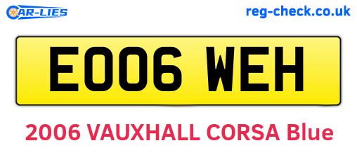 EO06WEH are the vehicle registration plates.