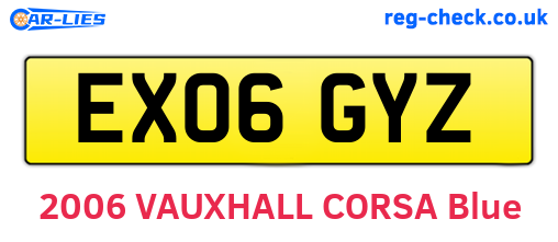 EX06GYZ are the vehicle registration plates.