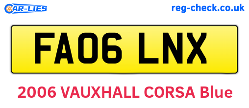 FA06LNX are the vehicle registration plates.