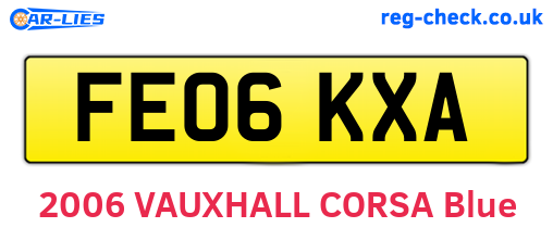 FE06KXA are the vehicle registration plates.