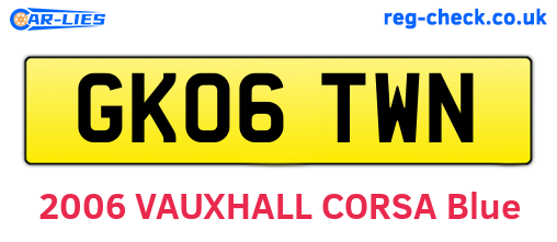 GK06TWN are the vehicle registration plates.