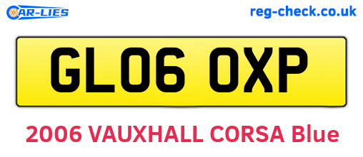 GL06OXP are the vehicle registration plates.
