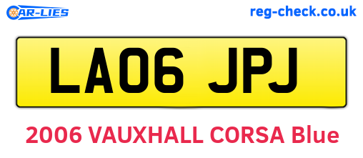 LA06JPJ are the vehicle registration plates.