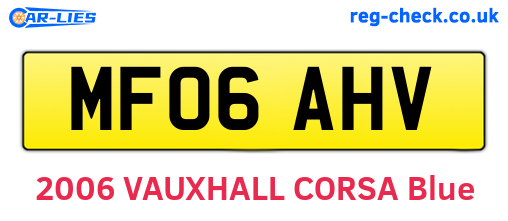 MF06AHV are the vehicle registration plates.