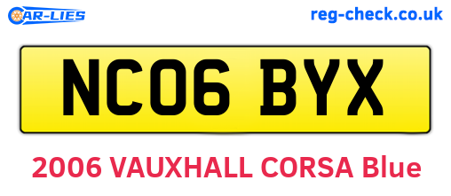 NC06BYX are the vehicle registration plates.