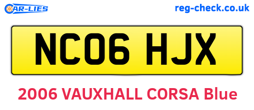 NC06HJX are the vehicle registration plates.
