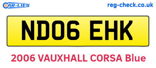 ND06EHK are the vehicle registration plates.