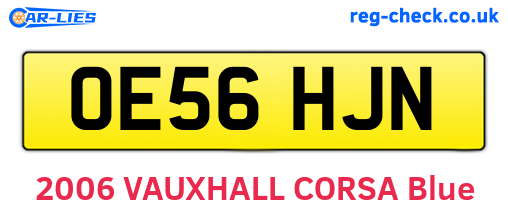 OE56HJN are the vehicle registration plates.