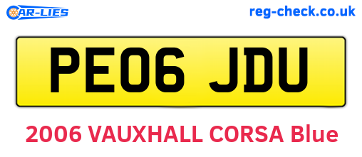 PE06JDU are the vehicle registration plates.