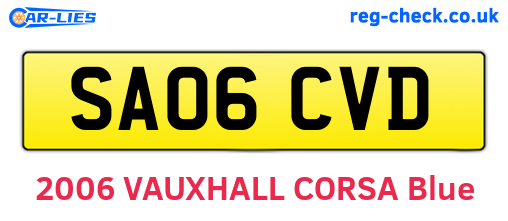 SA06CVD are the vehicle registration plates.