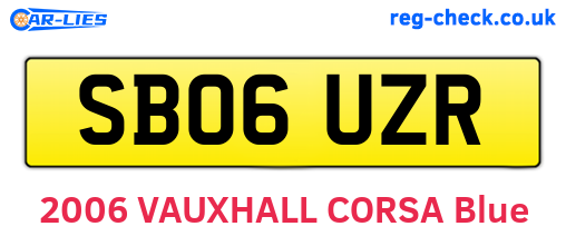 SB06UZR are the vehicle registration plates.