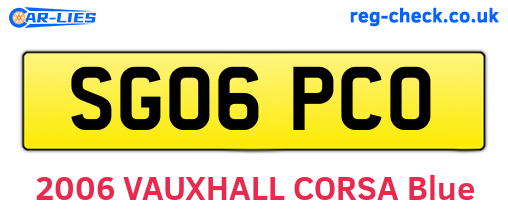 SG06PCO are the vehicle registration plates.
