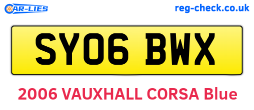 SY06BWX are the vehicle registration plates.