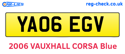 YA06EGV are the vehicle registration plates.
