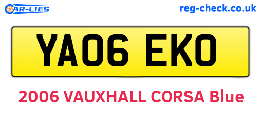 YA06EKO are the vehicle registration plates.