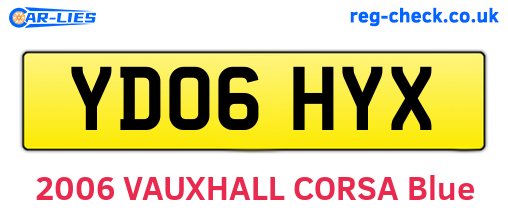 YD06HYX are the vehicle registration plates.