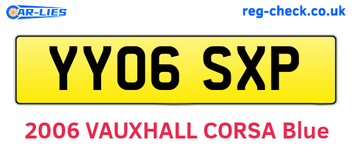 YY06SXP are the vehicle registration plates.