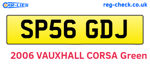 SP56GDJ are the vehicle registration plates.