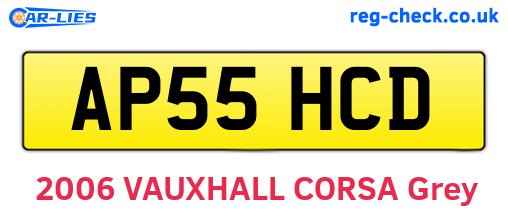 AP55HCD are the vehicle registration plates.