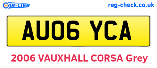AU06YCA are the vehicle registration plates.