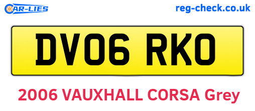 DV06RKO are the vehicle registration plates.