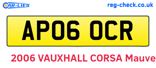 AP06OCR are the vehicle registration plates.