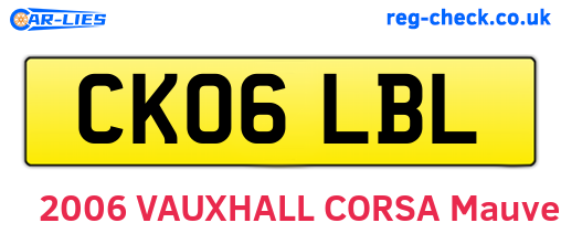 CK06LBL are the vehicle registration plates.