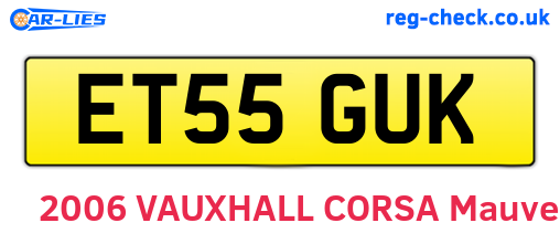 ET55GUK are the vehicle registration plates.