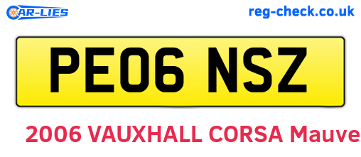 PE06NSZ are the vehicle registration plates.