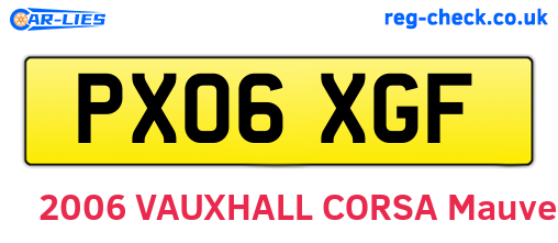 PX06XGF are the vehicle registration plates.