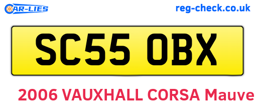 SC55OBX are the vehicle registration plates.