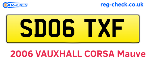 SD06TXF are the vehicle registration plates.