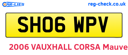 SH06WPV are the vehicle registration plates.