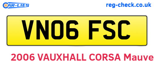 VN06FSC are the vehicle registration plates.