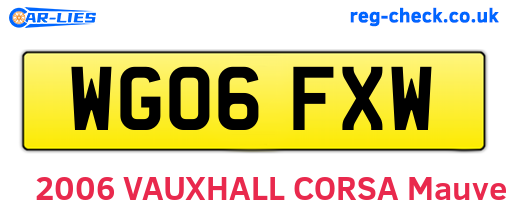 WG06FXW are the vehicle registration plates.