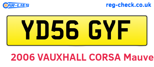 YD56GYF are the vehicle registration plates.