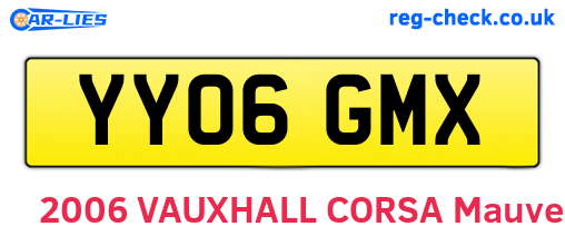 YY06GMX are the vehicle registration plates.