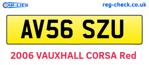 AV56SZU are the vehicle registration plates.
