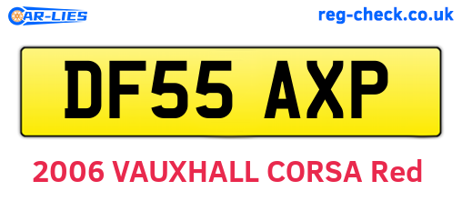 DF55AXP are the vehicle registration plates.