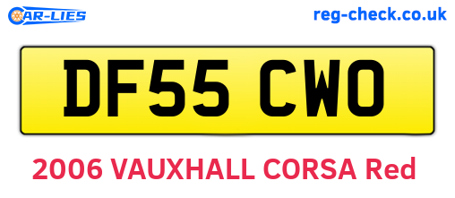 DF55CWO are the vehicle registration plates.
