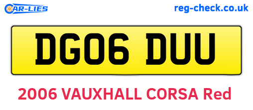 DG06DUU are the vehicle registration plates.